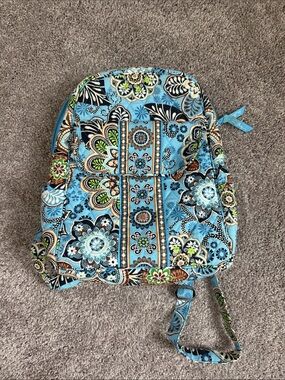 Vera Bradley Blue, Green, Brown Quilted Floral Backpack